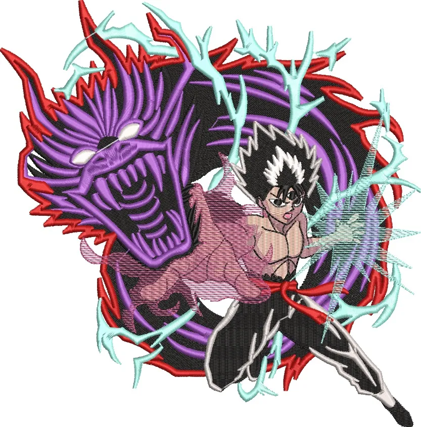 Alternative view of  Hiei with Dragon of the Darkness Flame Yu Yu Hakusho Embroidery 