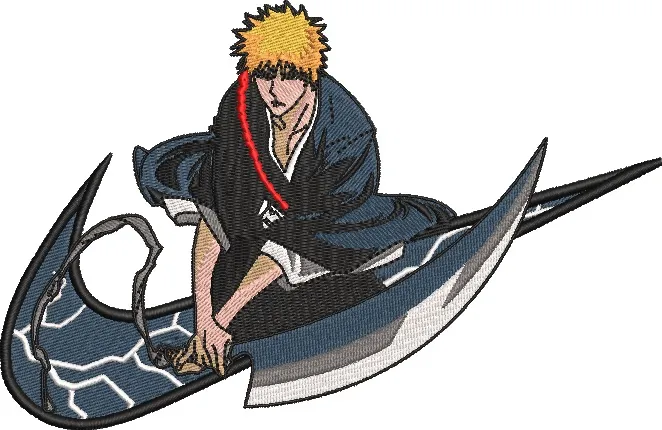 Alternative view of  Ichigo Kurosaki with Zangetsu Blade Embroidery 