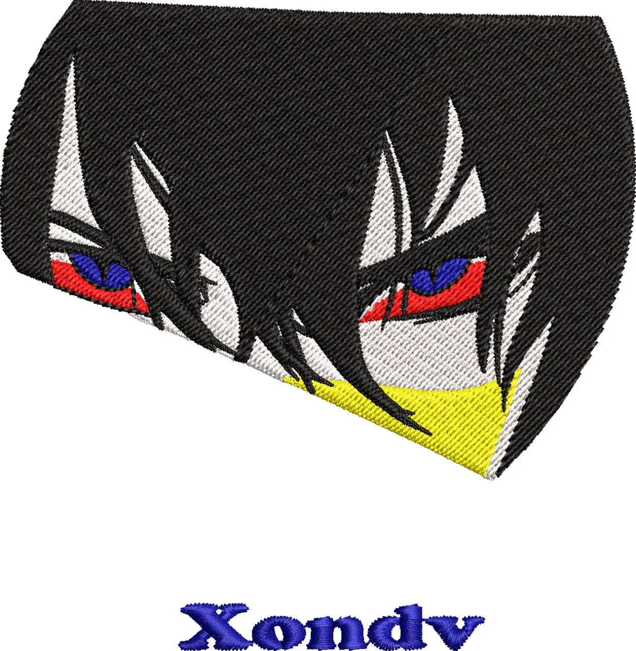 Alternative view of  Intense Anime Eyes with Black Hair Embroidery 