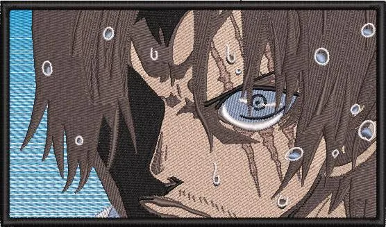 Alternative view of  Intense Anime Man Close Up with Water Droplets 
