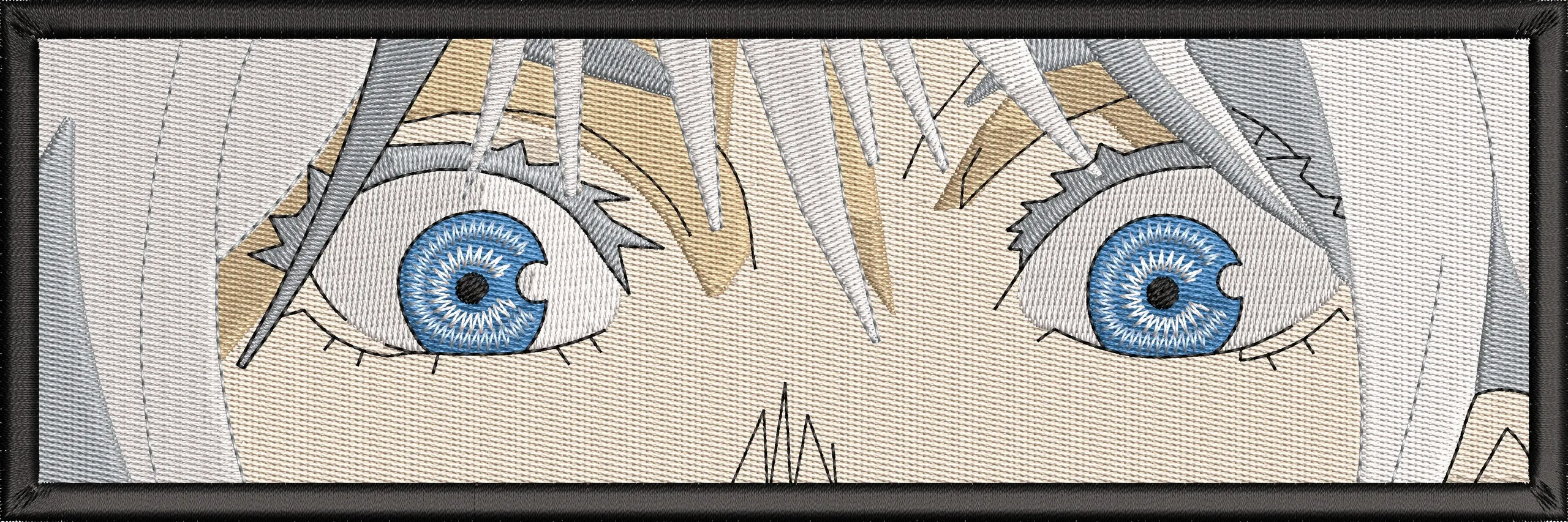 Alternative view of  Intense Blue Anime Eyes Close Up 