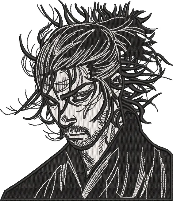 Alternative view of  Intense Samurai Portrait Embroidery 