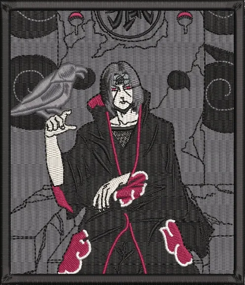 Alternative view of  Itachi Uchiha with Crow and Akatsuki Cloak 