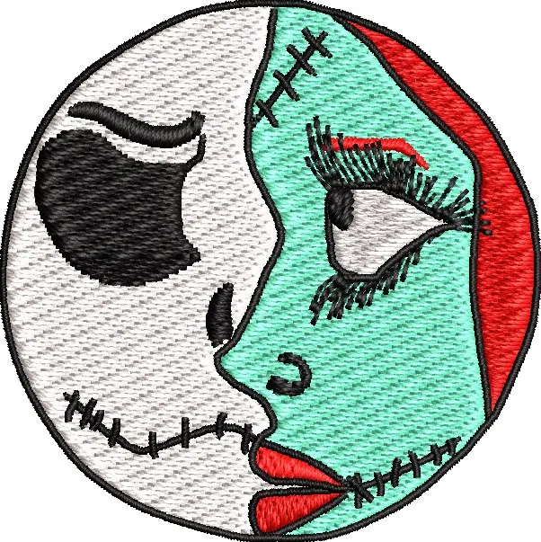 Alternative view of  Jack and Sally Face Closeup Embroidery 
