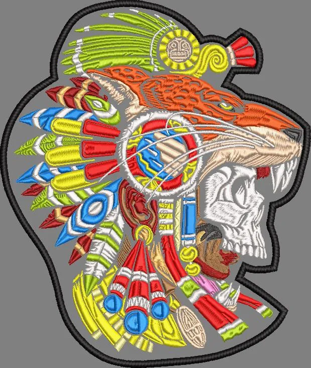 Alternative view of  Jaguar Warrior Skull Headdress Embroidery 