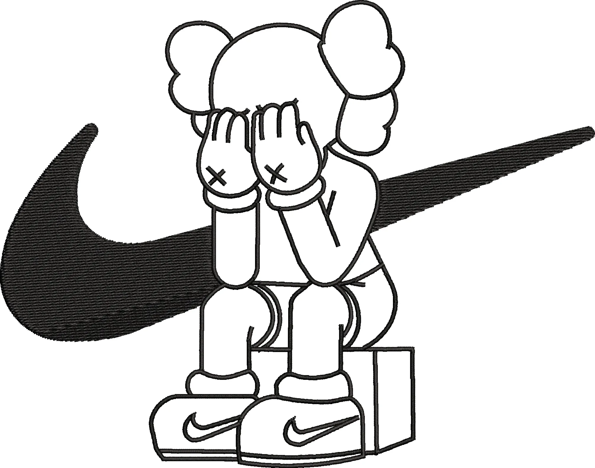 Alternative view of  KAWS Companion Sitting with Nike Swoosh 