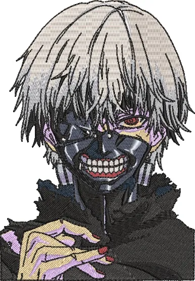 Alternative view of  Ken Kaneki with Ghoul Mask Embroidery 