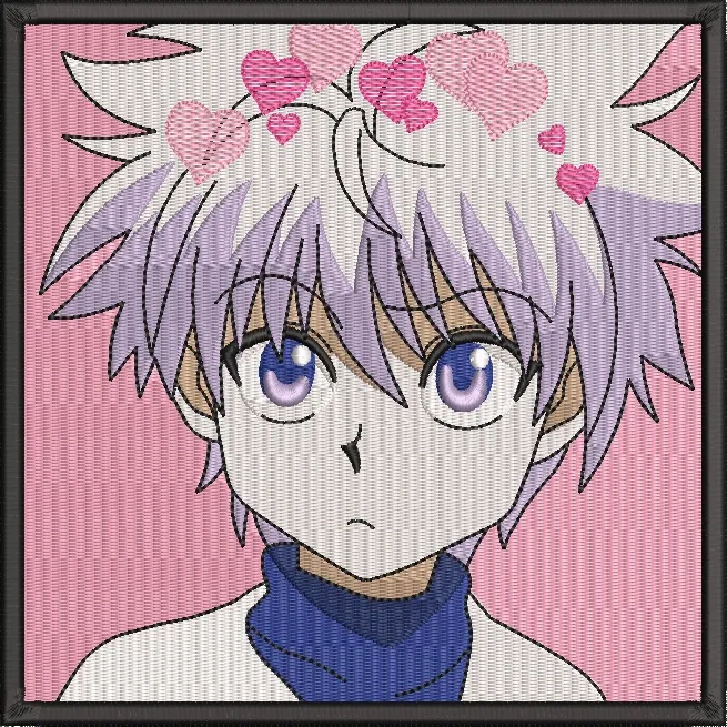 Alternative view of  Killua Zoldyck with Pink Hearts Overlay 