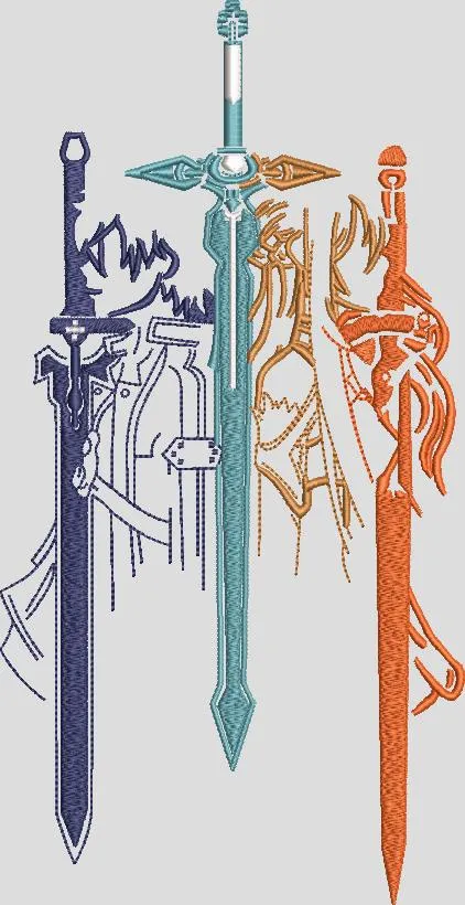 Alternative view of  Kirito and Asuna with Three Swords Minimalist Art 