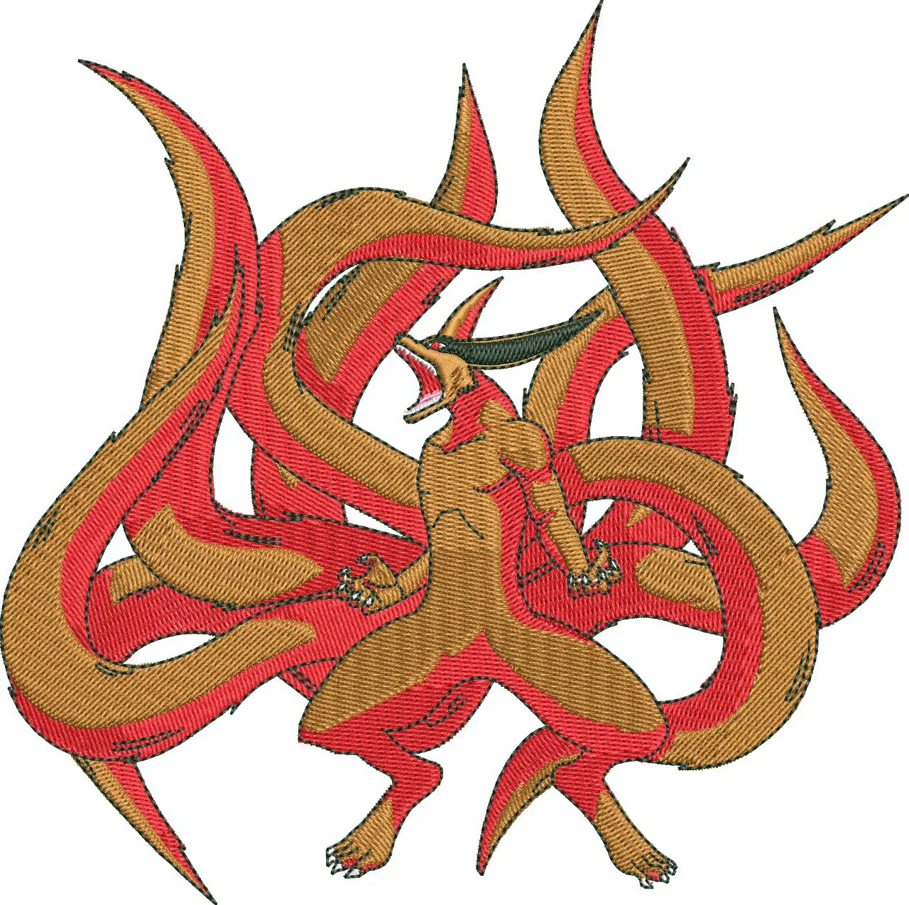Alternative view of  Kurama Nine Tails Embroidered Design 