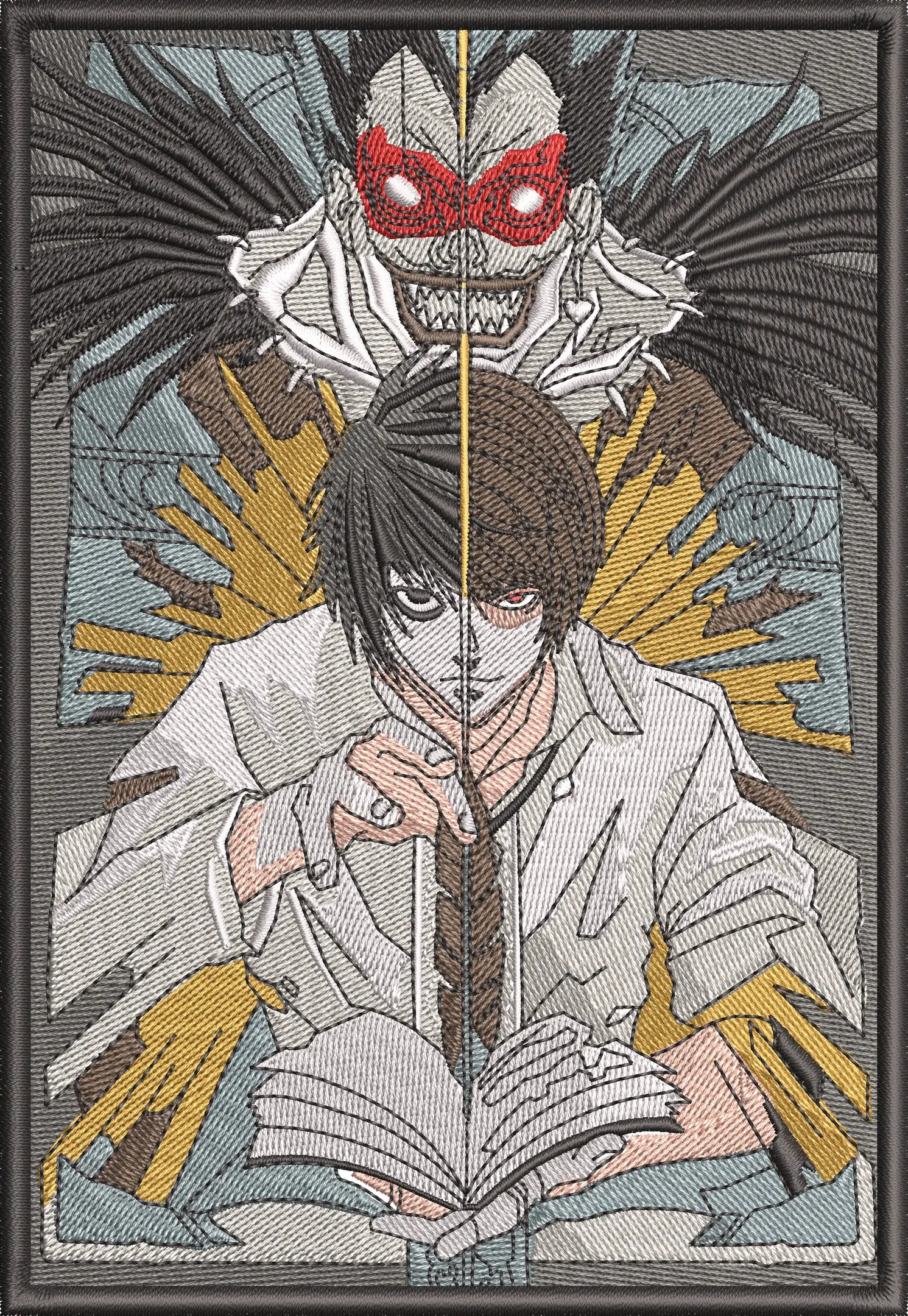 Alternative view of  Light Yagami and Ryuk Split Portrait Embroidery 