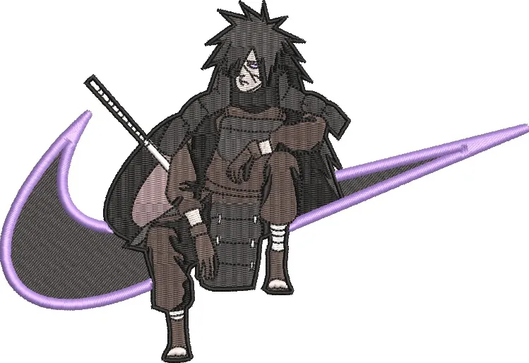 Alternative view of  Madara Uchiha Sitting on Purple Nike Logo 