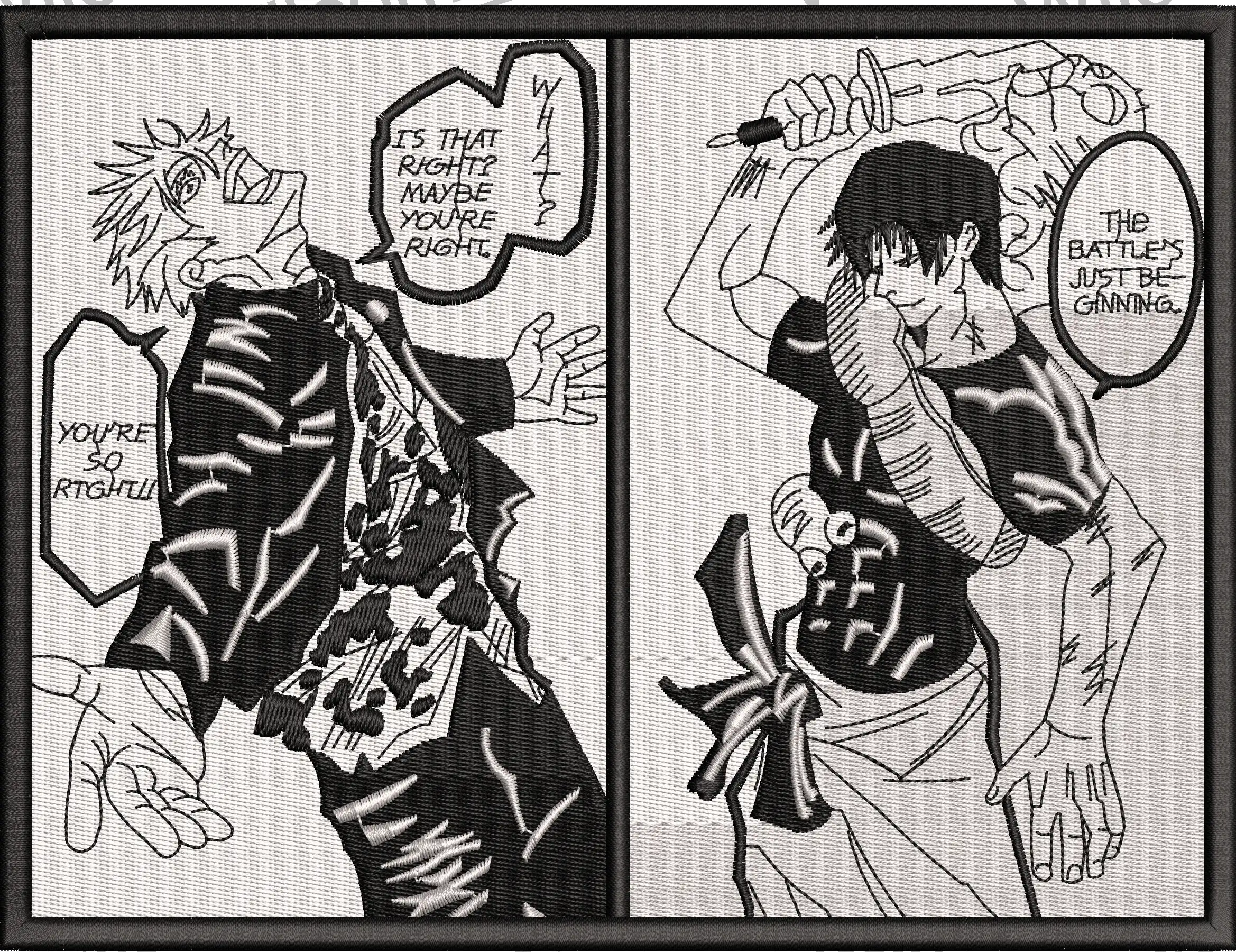Alternative view of  Manga Style Duel Two Male Fighters Black and White 