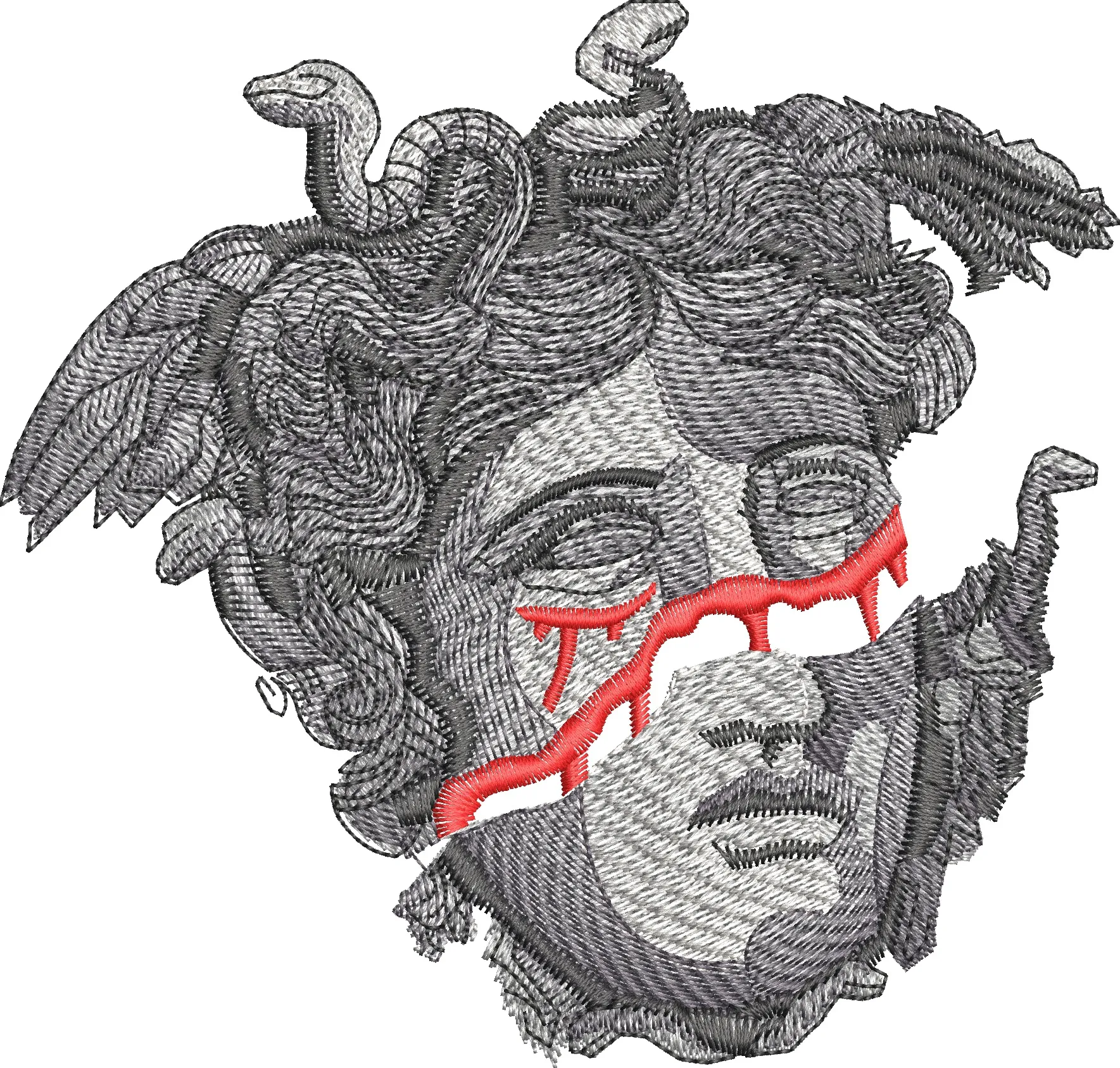 Alternative view of  Medusa Head with Red Tear Streaks Embroidered 