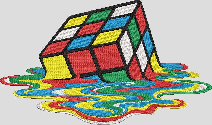 Alternative view of  Melting Rubik's Cube Embroidery 