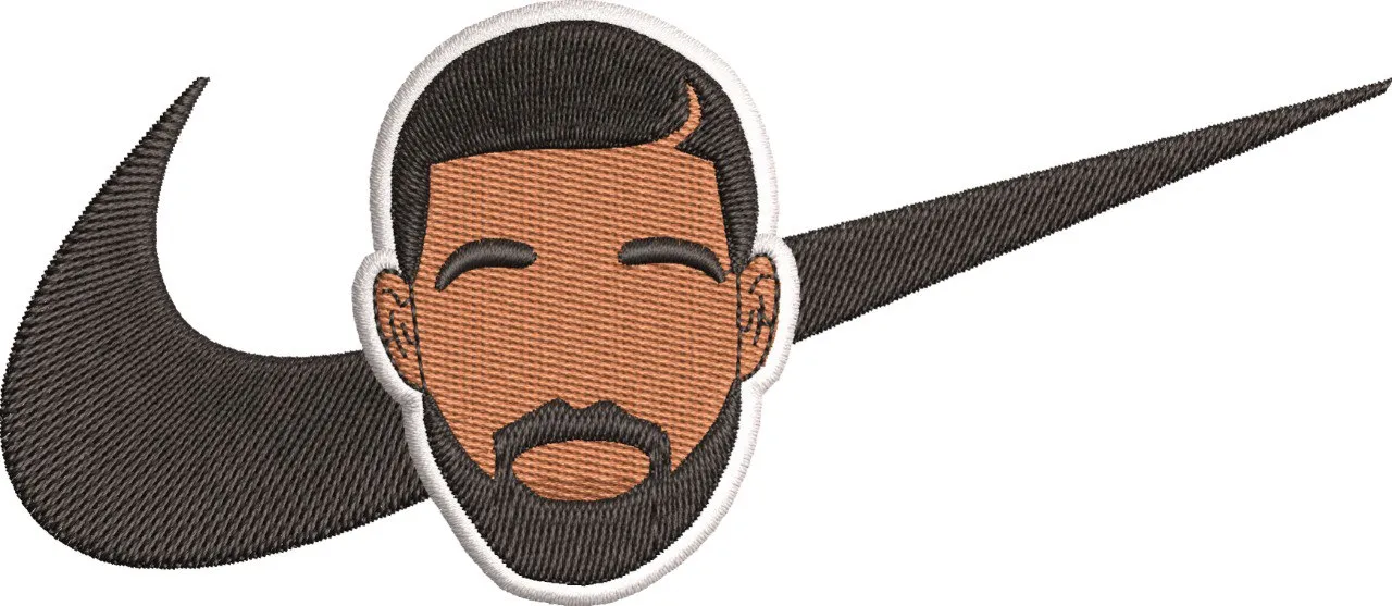 Alternative view of  Minimalist Bearded Face with Nike Swoosh 