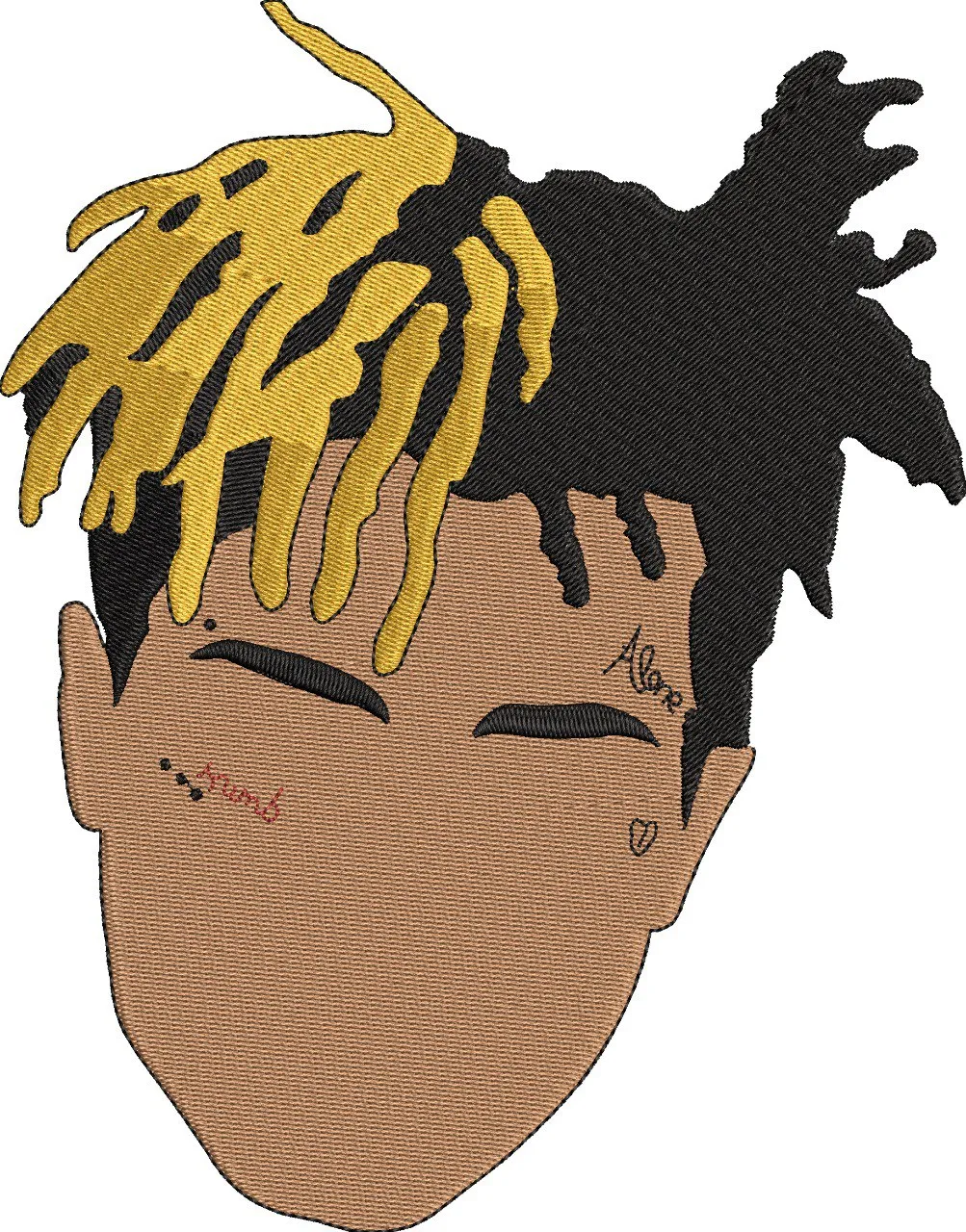 Alternative view of  Minimalist Face with Dreadlocks and Face Tattoos 