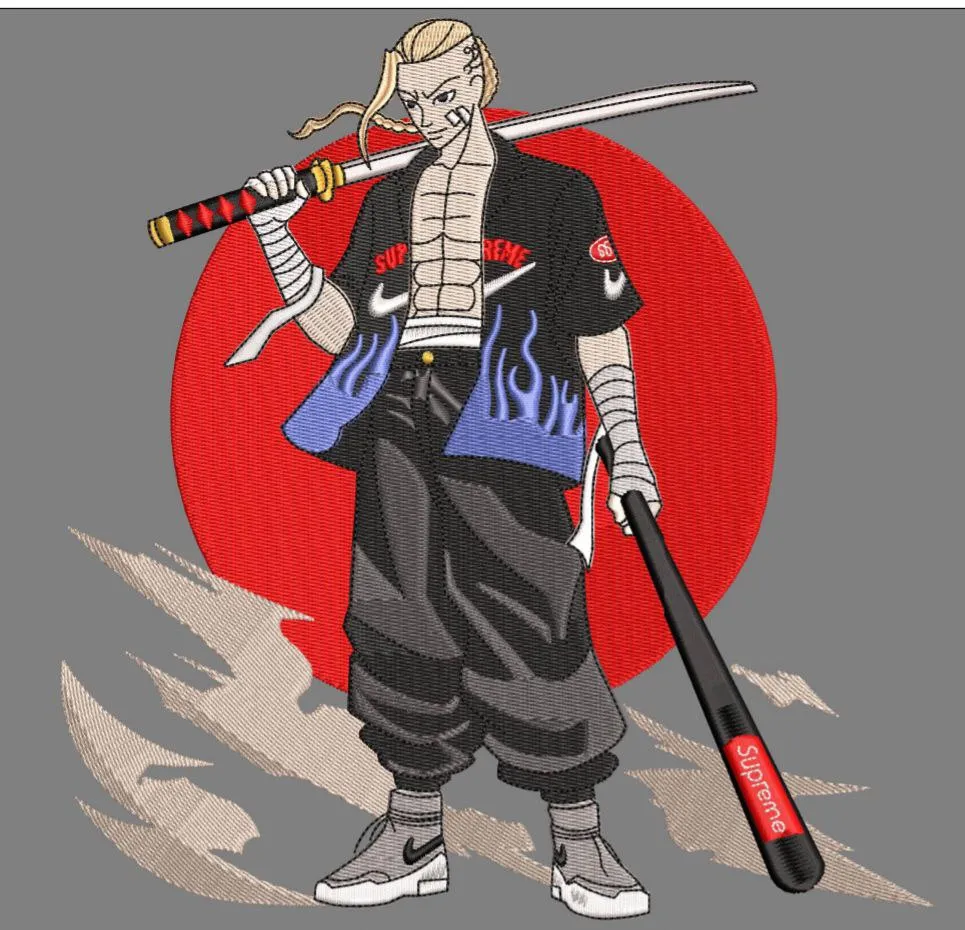 Alternative view of  Modern Gangster Anime Character with Supreme and Nike 