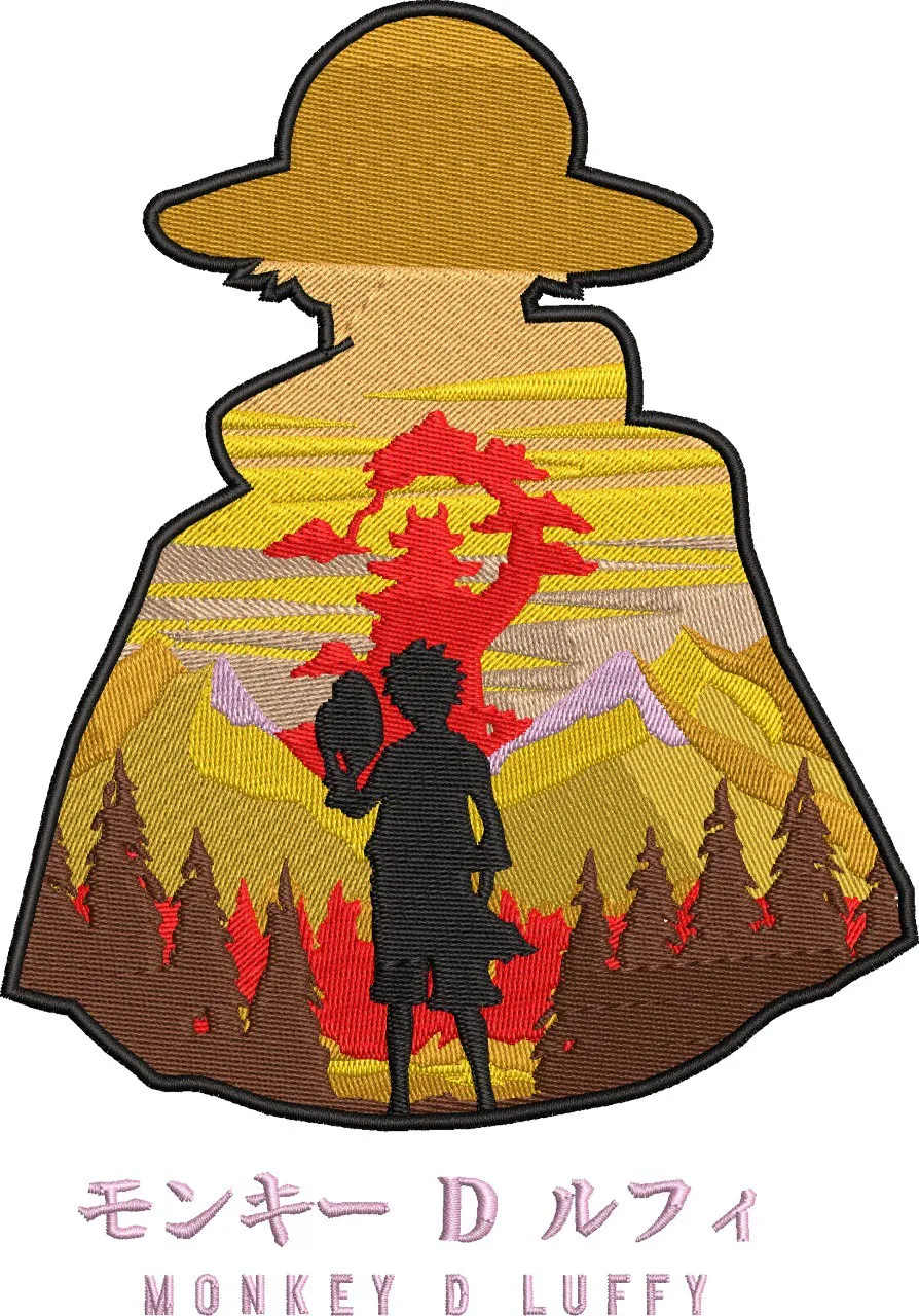 Alternative view of  Monkey D Luffy Silhouette with Sunset Forest 