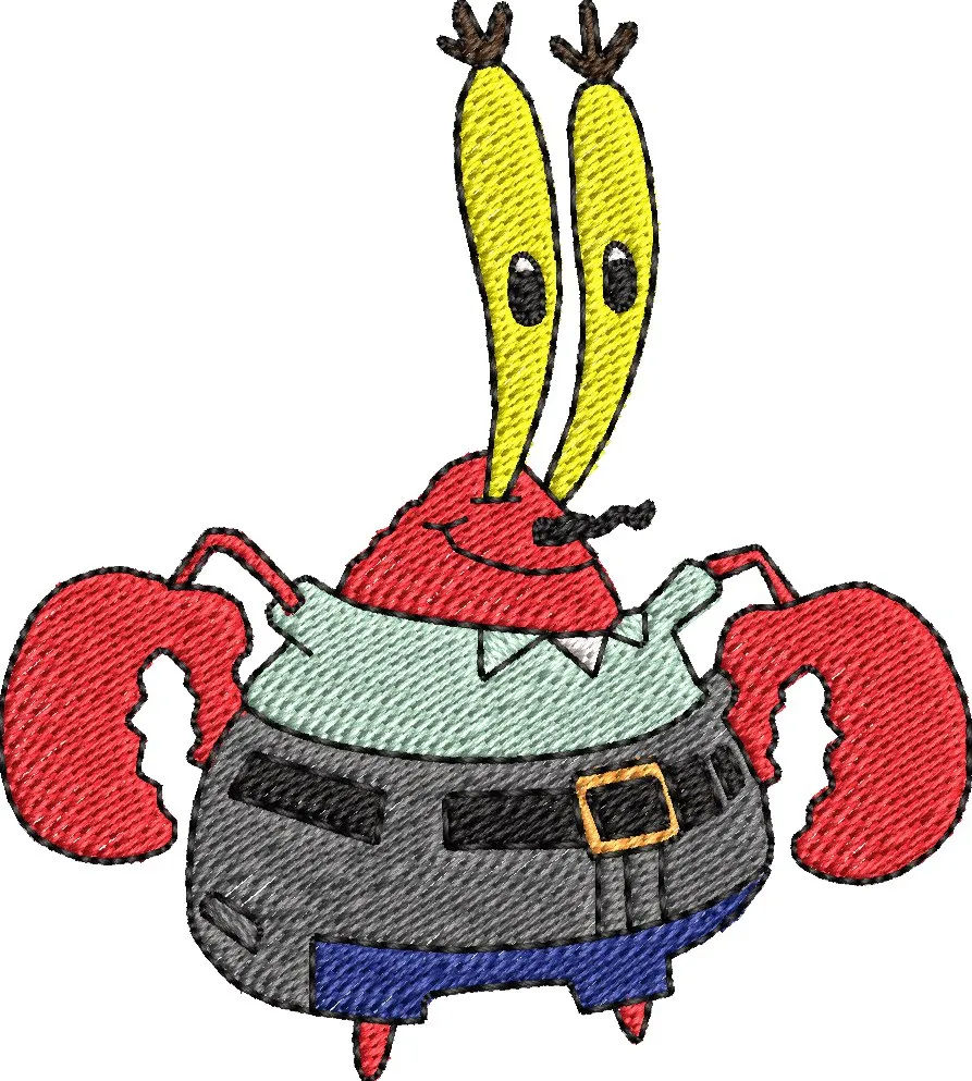Alternative view of  Mr Krabs Embroidery Design 