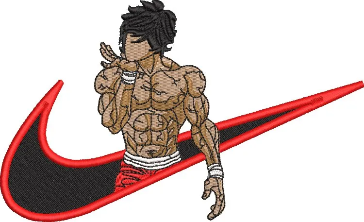 Alternative view of  Muscular Anime Fighter with Nike Swoosh 