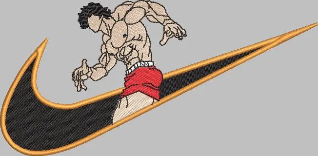 Alternative view of  Muscular Fighter with Nike Swoosh 