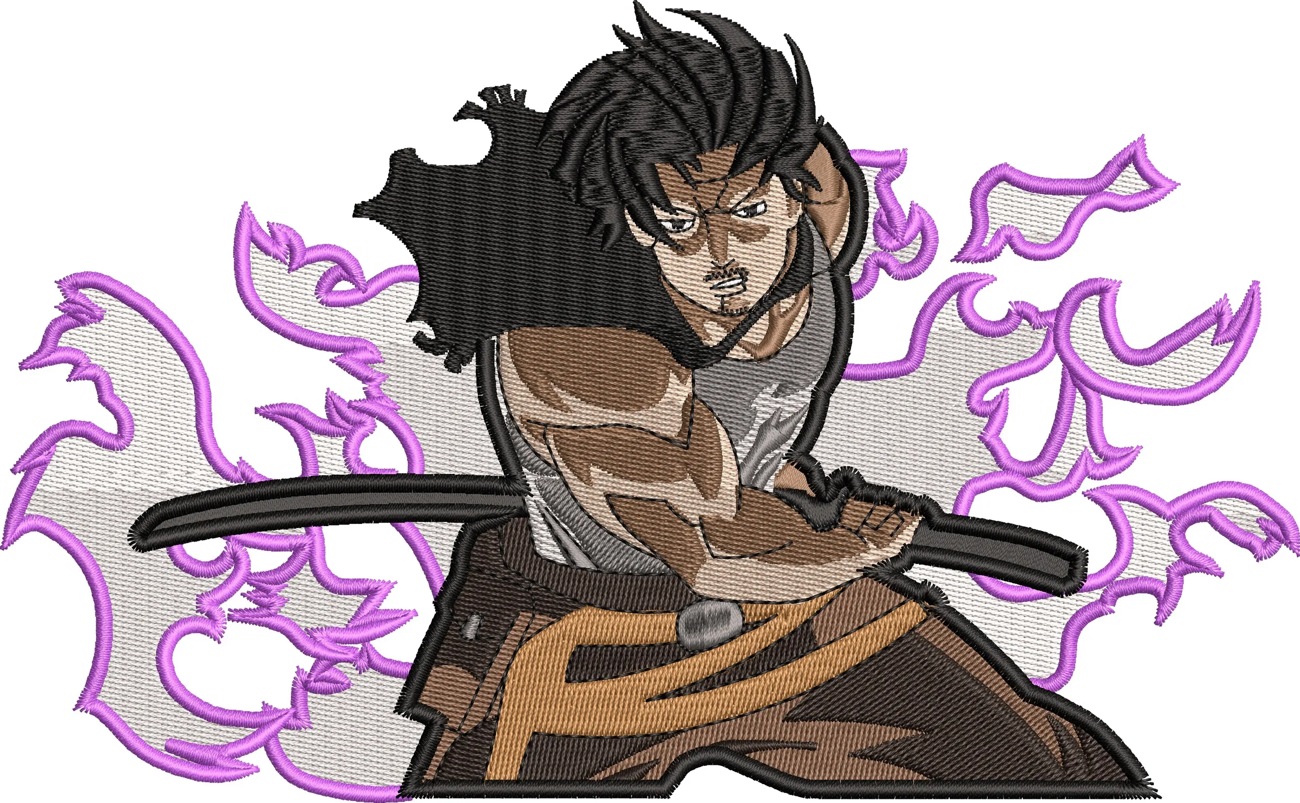 Alternative view of  Muscular Swordsman with Purple Energy 