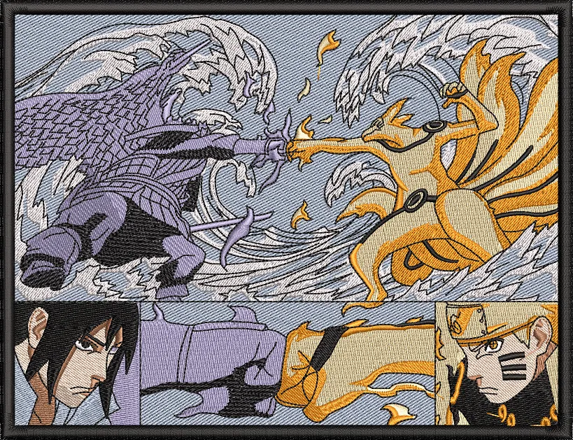 Alternative view of  Naruto vs Sasuke Epic Battle Embroidery Style 