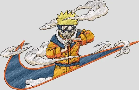 Alternative view of  Naruto with Nike Swoosh and Clouds 