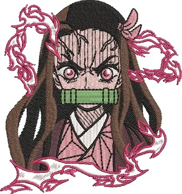 Alternative view of  Nezuko Kamado with Pink Flames 