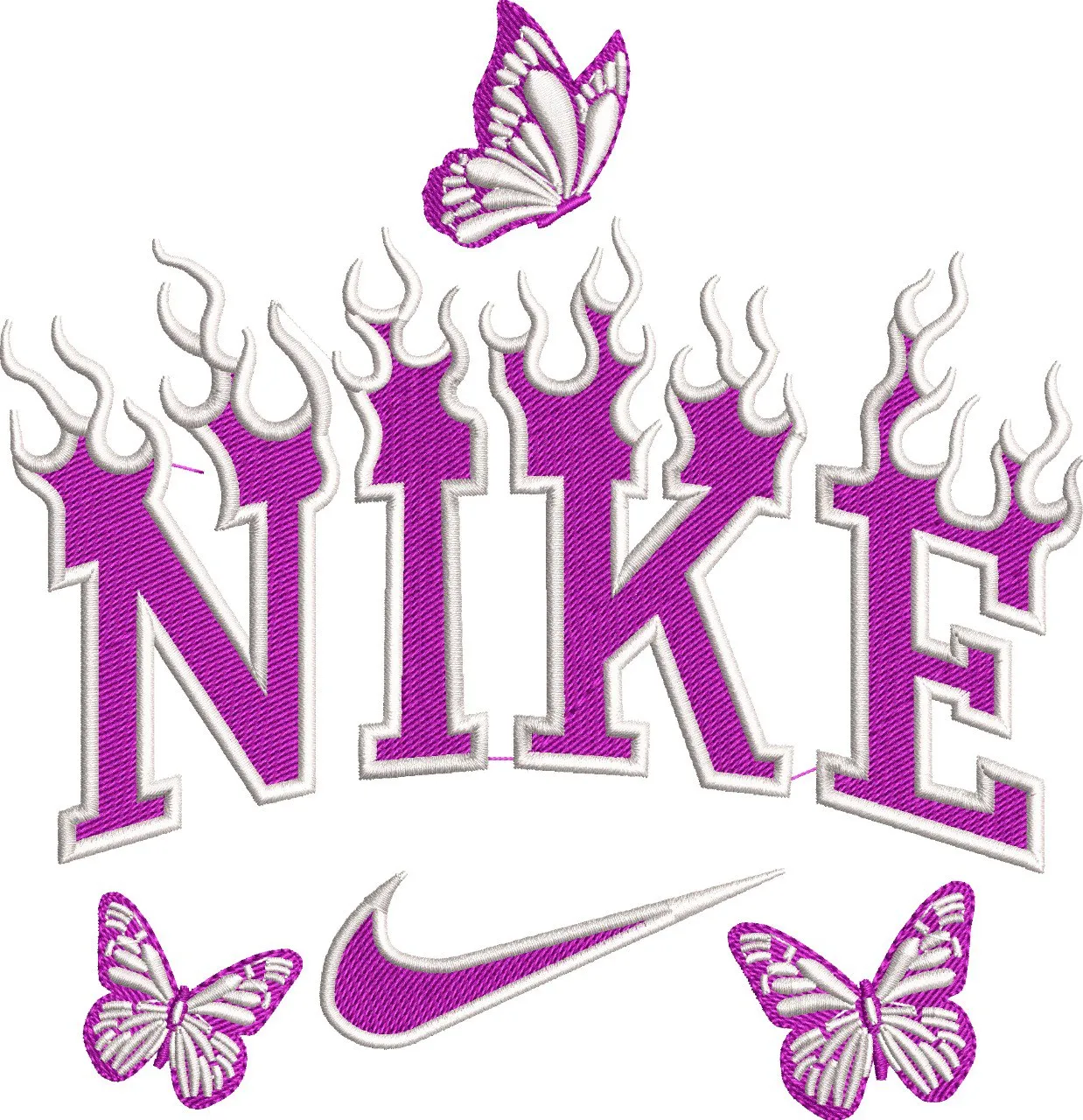 Alternative view of  Nike Logo with Pink Flames and Butterflies 