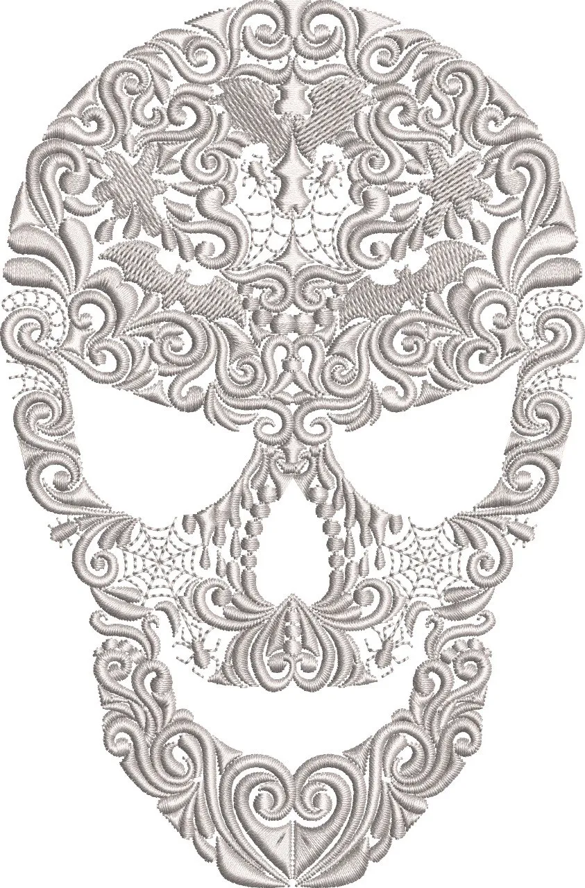 Alternative view of  Ornate Skull Embroidery with Baroque Patterns 
