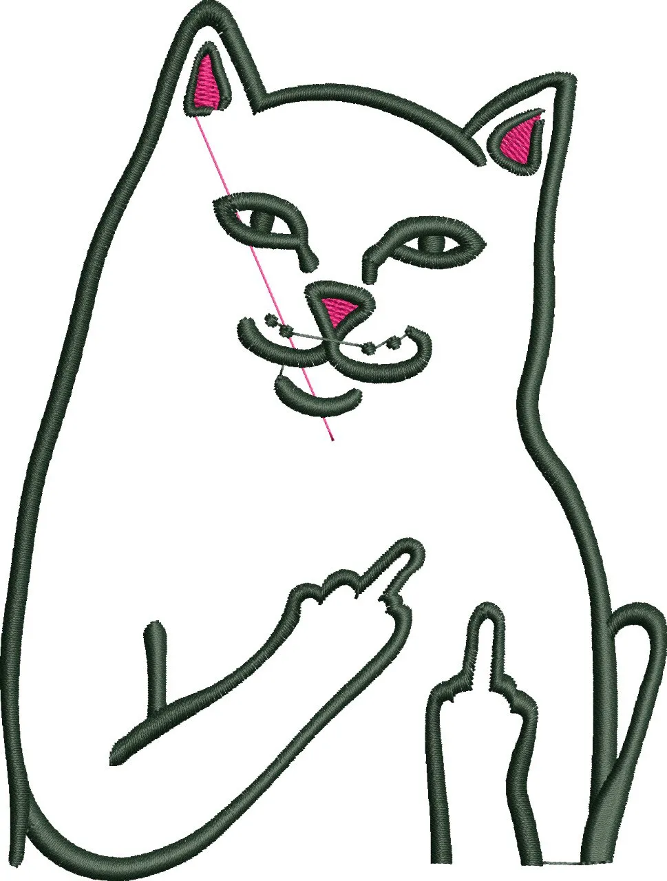 Alternative view of  Outline Cat with Raised Middle Fingers 