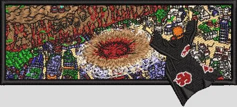 Alternative view of  Pain Destroys Konoha Scene Embroidery 
