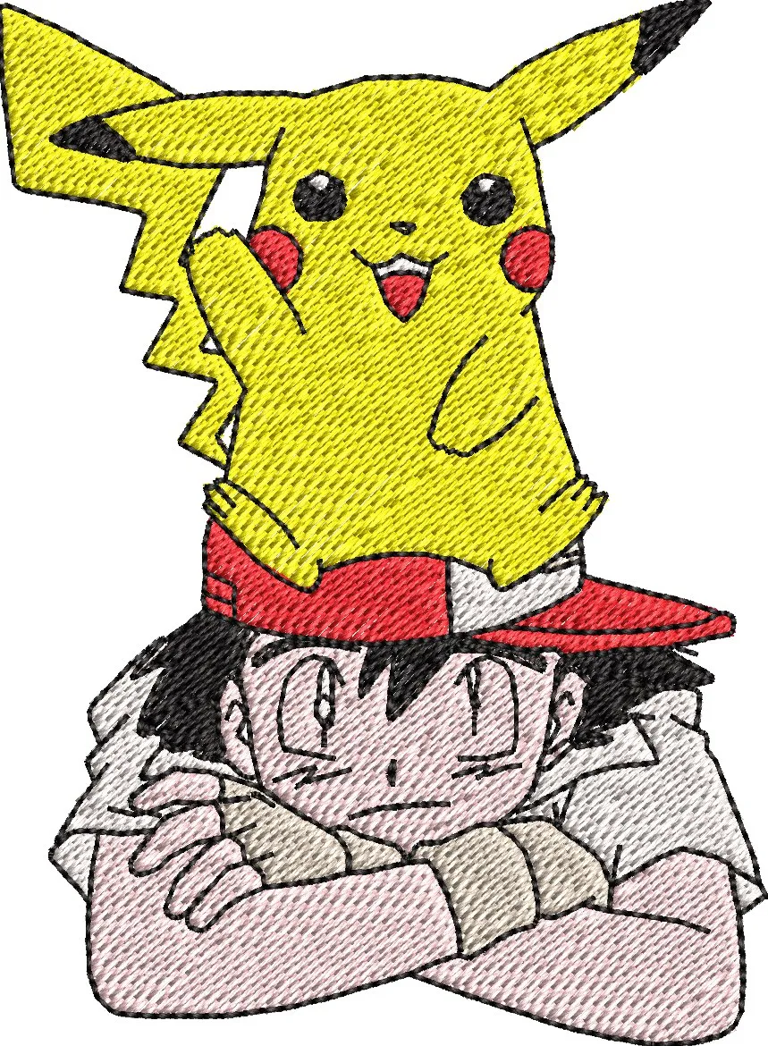 Alternative view of  Pikachu on Ash Ketchum Embroidered Style 
