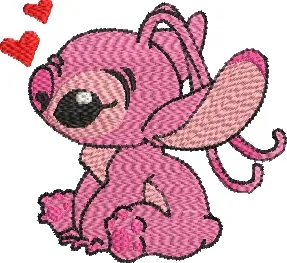 Alternative view of  Pink Alien Stitch Character with Hearts 