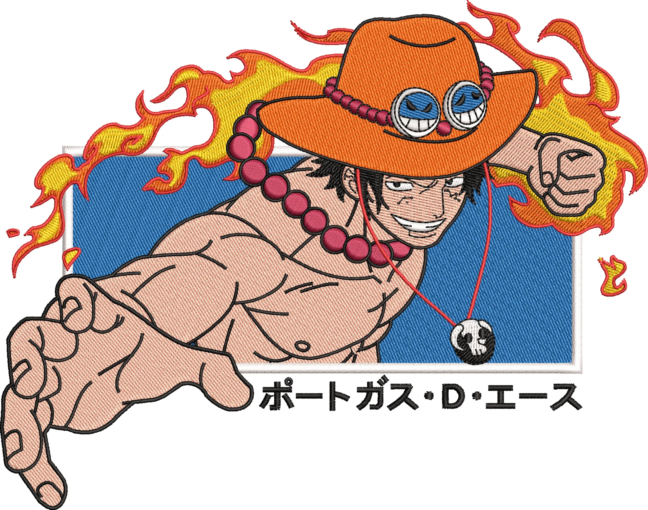Alternative view of  Portgas D Ace with Flames Embroidery 
