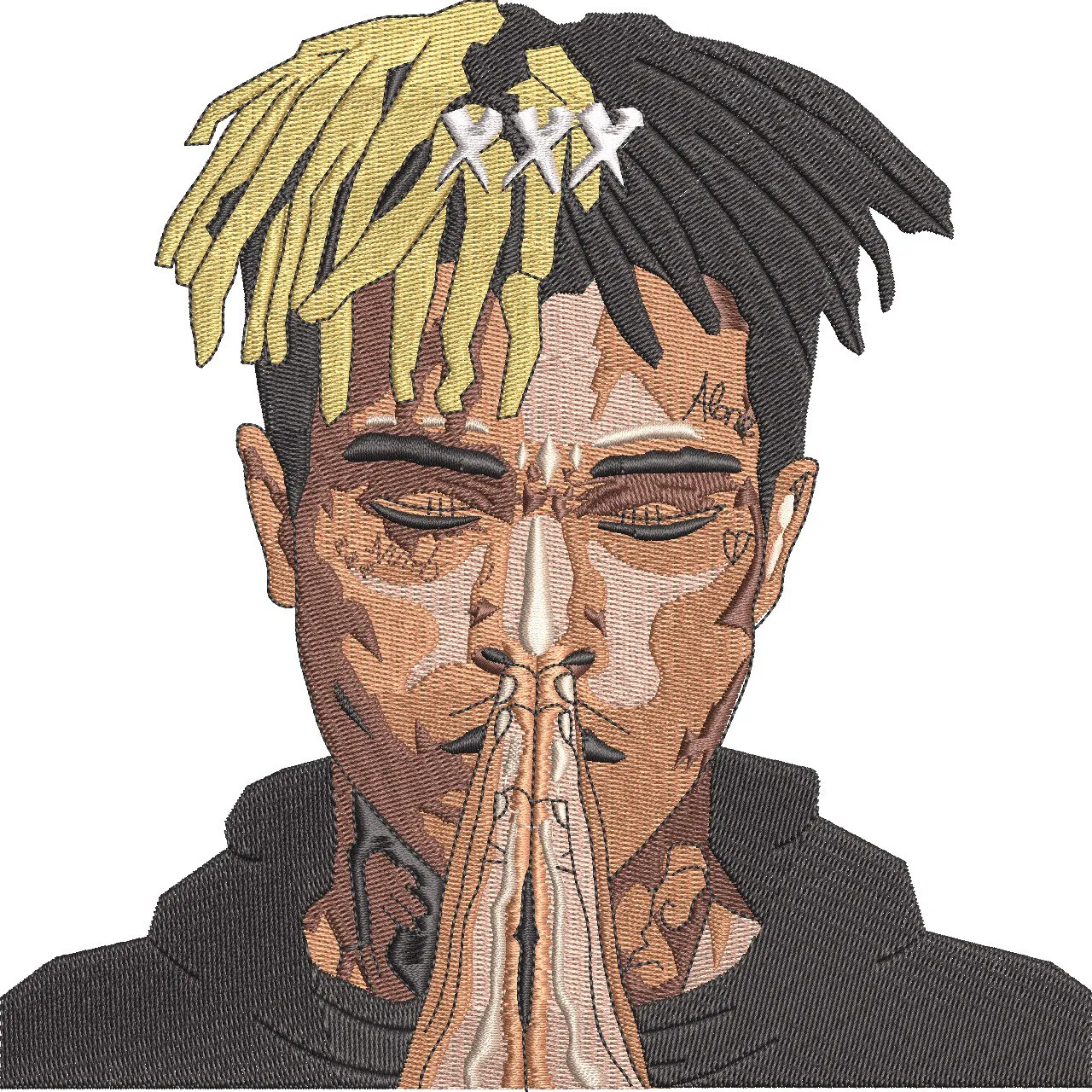 Alternative view of  Praying Man with Two Tone Hair and Embroidered XXX 