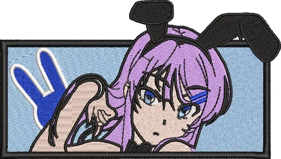 Alternative view of  Purple Haired Anime Girl in Bunny Ears 