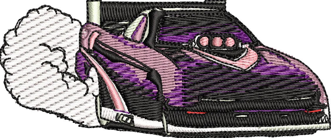 Alternative view of  Purple Muscle Car with Smoke Embroidery 