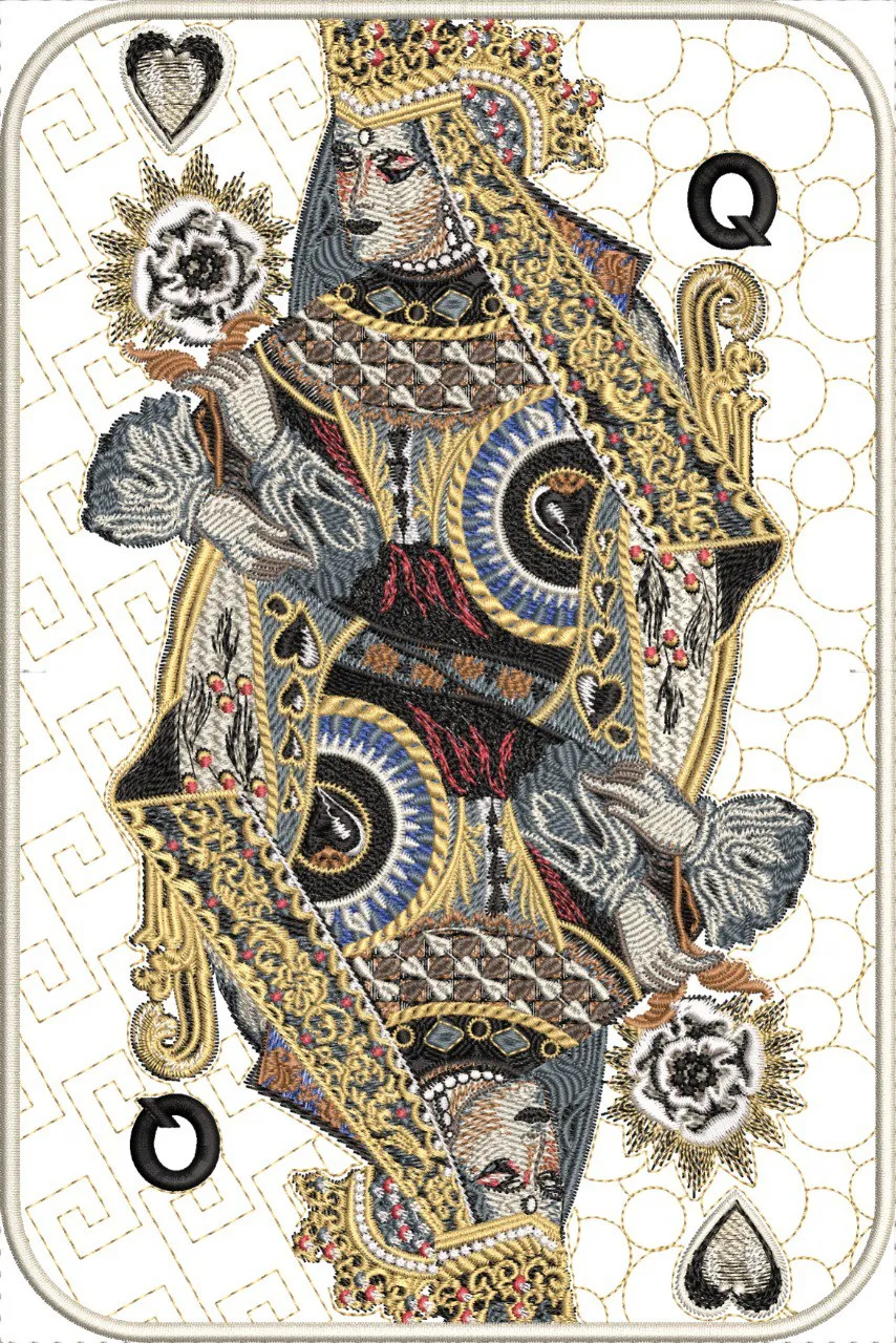 Alternative view of  Queen of Spades Embroidered Playing Card 