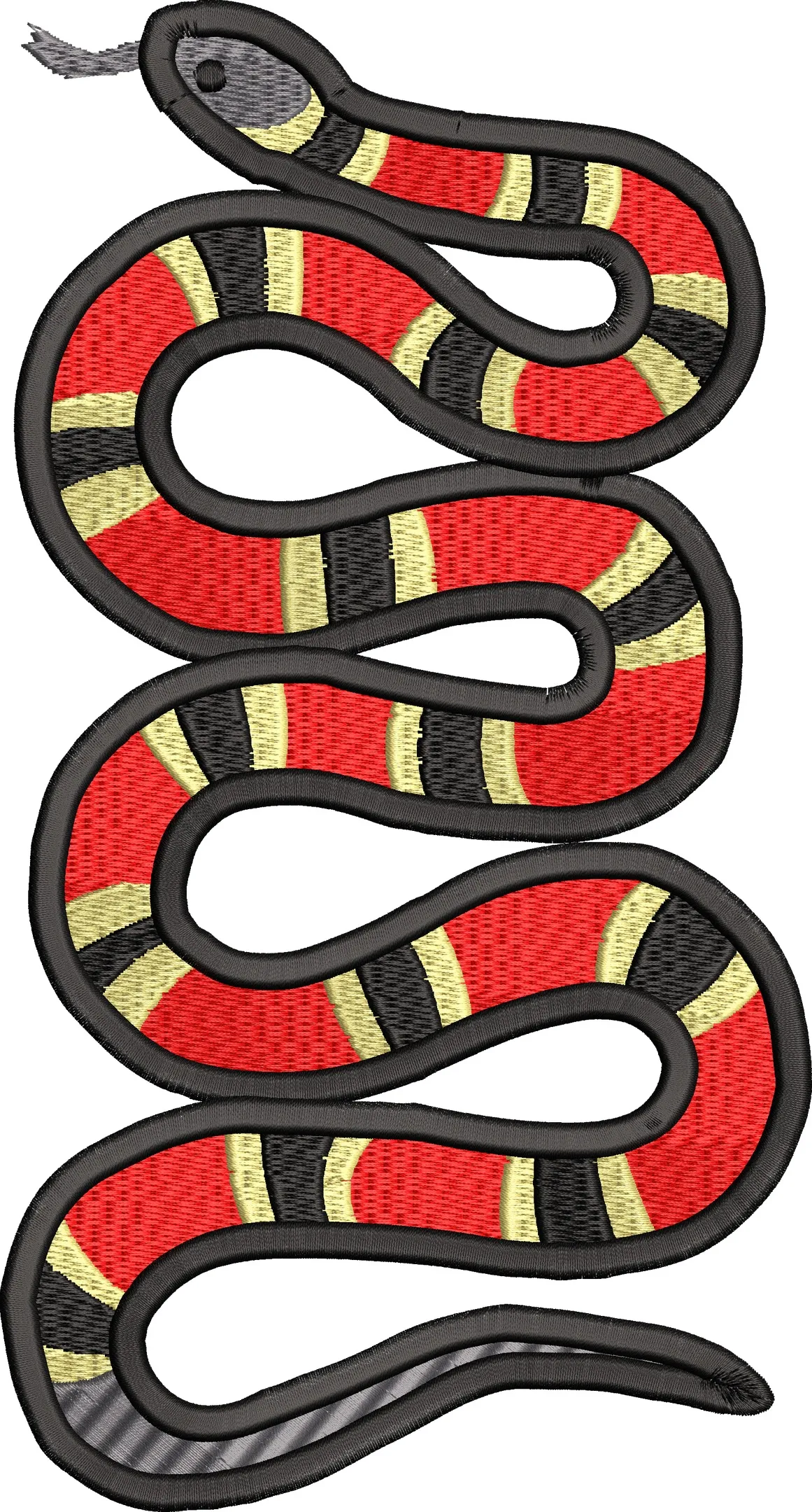 Alternative view of  Red Black Yellow Striped Snake Embroidery 