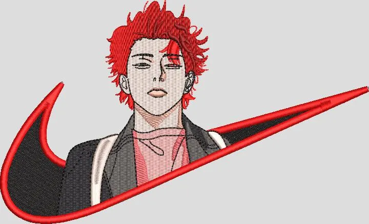 Alternative view of  Red Haired Anime Character in Nike Swoosh 