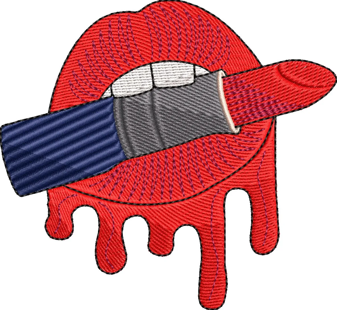 Alternative view of  Red Lips Biting Lipstick Embroidery 