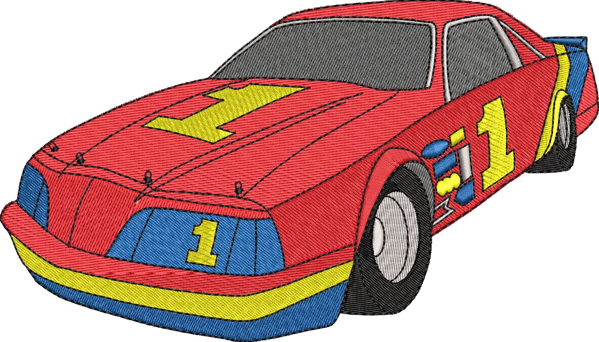 Alternative view of  Red Race Car Number One Embroidery 