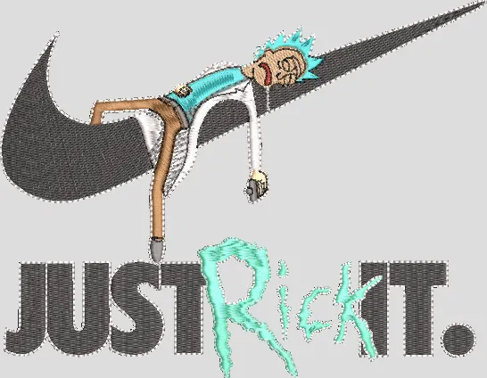 Alternative view of  Rick Sanchez on Nike Swoosh with Just Rick It Text 