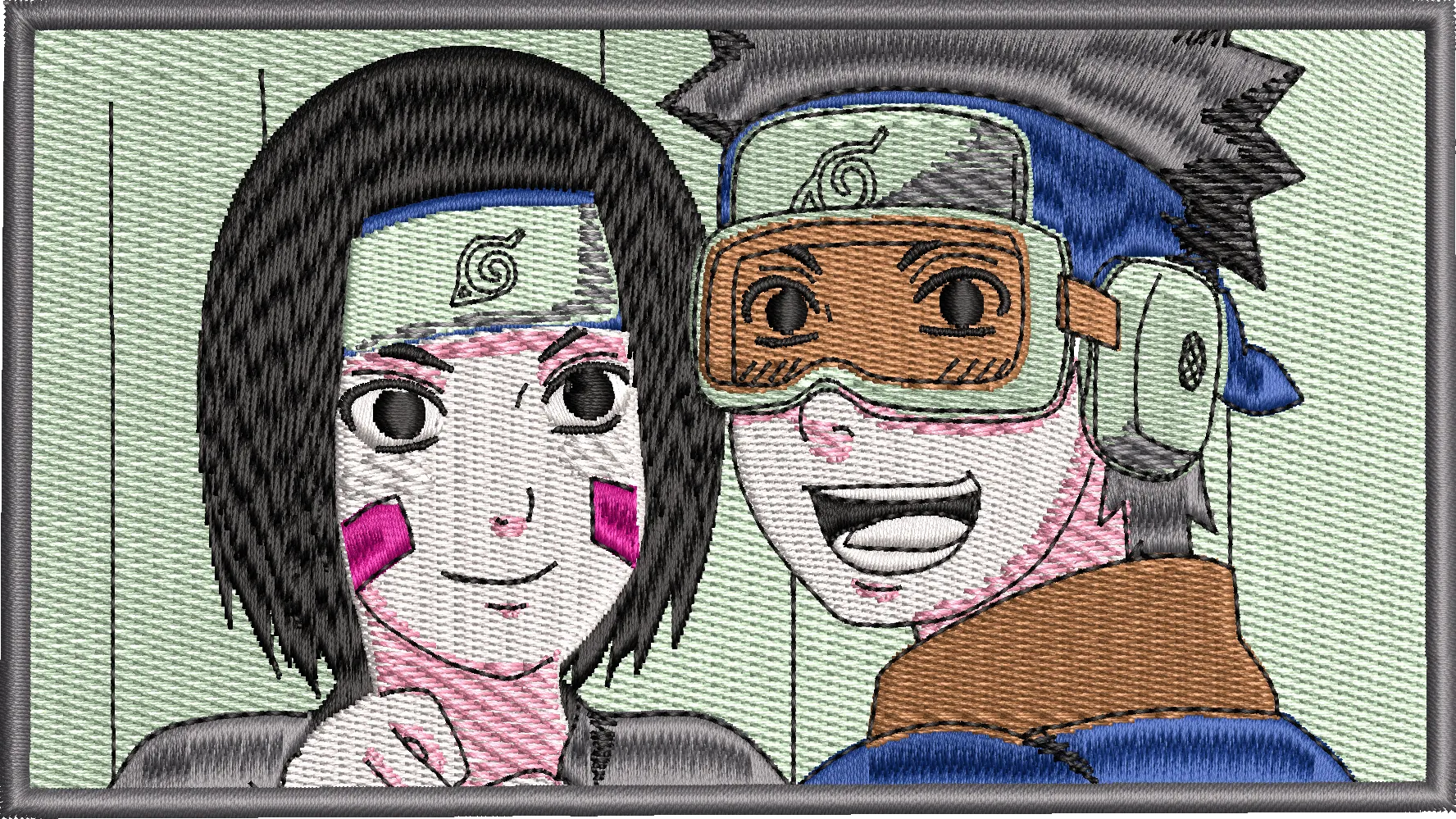 Alternative view of  Rin Nohara and Obito Uchiha Embroidered Portrait 