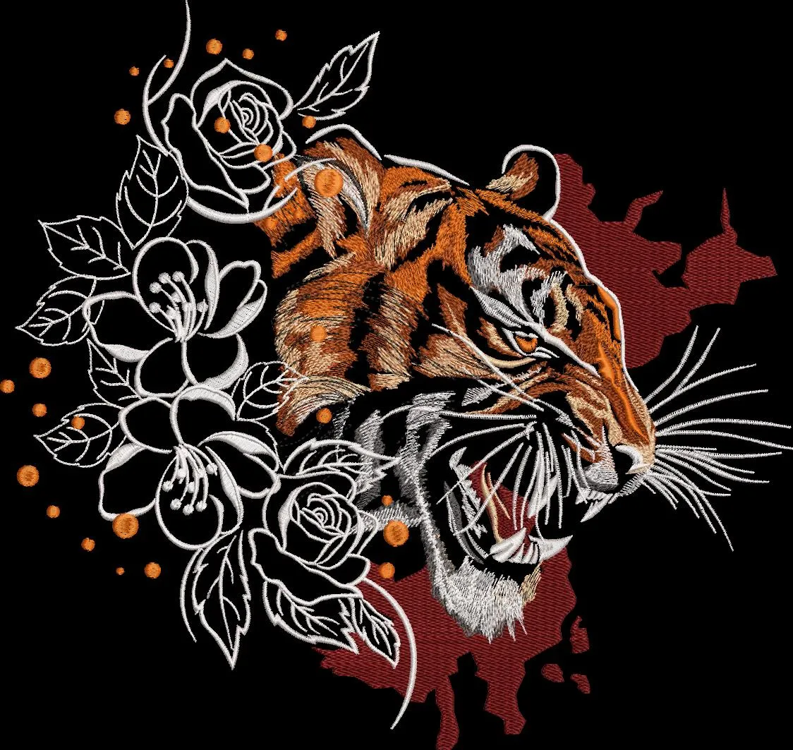 Alternative view of  Roaring Tiger with Floral Embroidery 