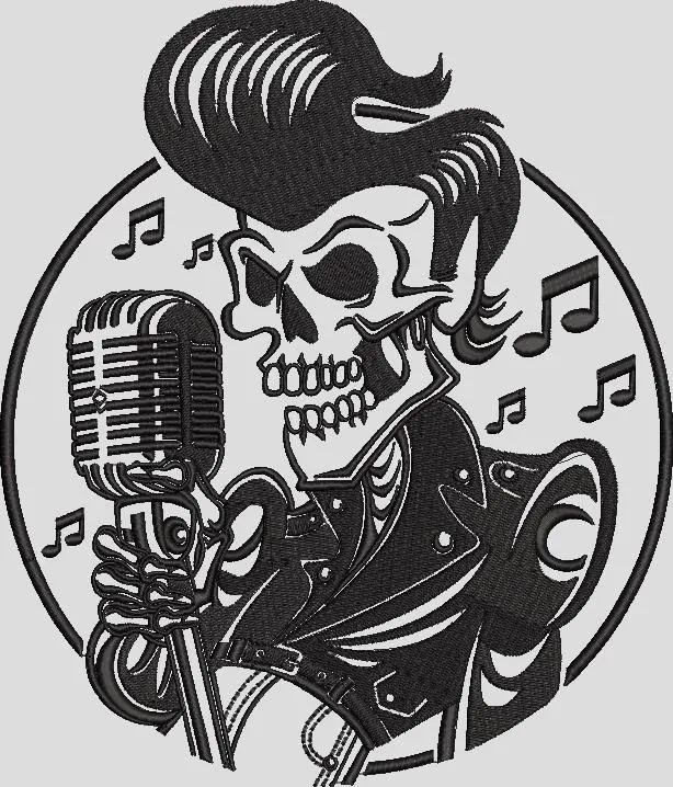 Alternative view of  Rockabilly Skeleton Singer with Microphone 