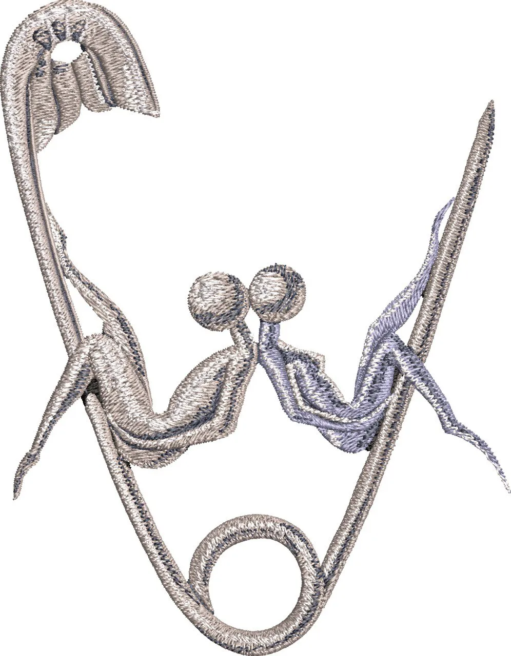 Alternative view of  Safety Pin with Embracing Figures 